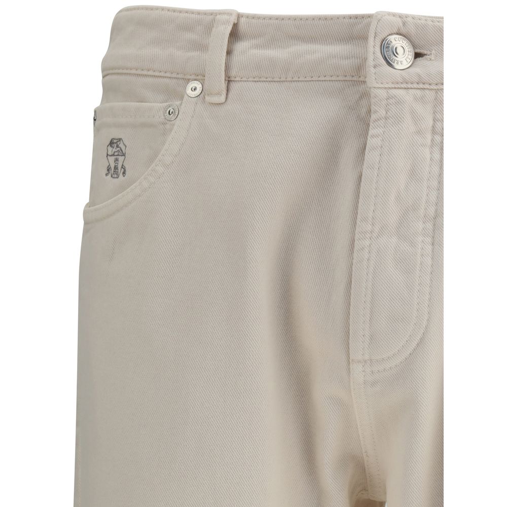 Brunello Cucinelli Cream Cotton Jeans Men's Denim