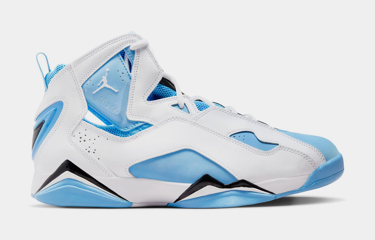 Exclusive True Flight Mens Basketball Shoes (White/University Blue/Black) — 7 — Front View