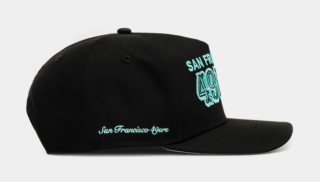 Exclusive Shoe Palace Exclusive San Francisco 49ers Curved Mint 950AF Snapback Mens Hat (Black/Mint) — OS — Side View