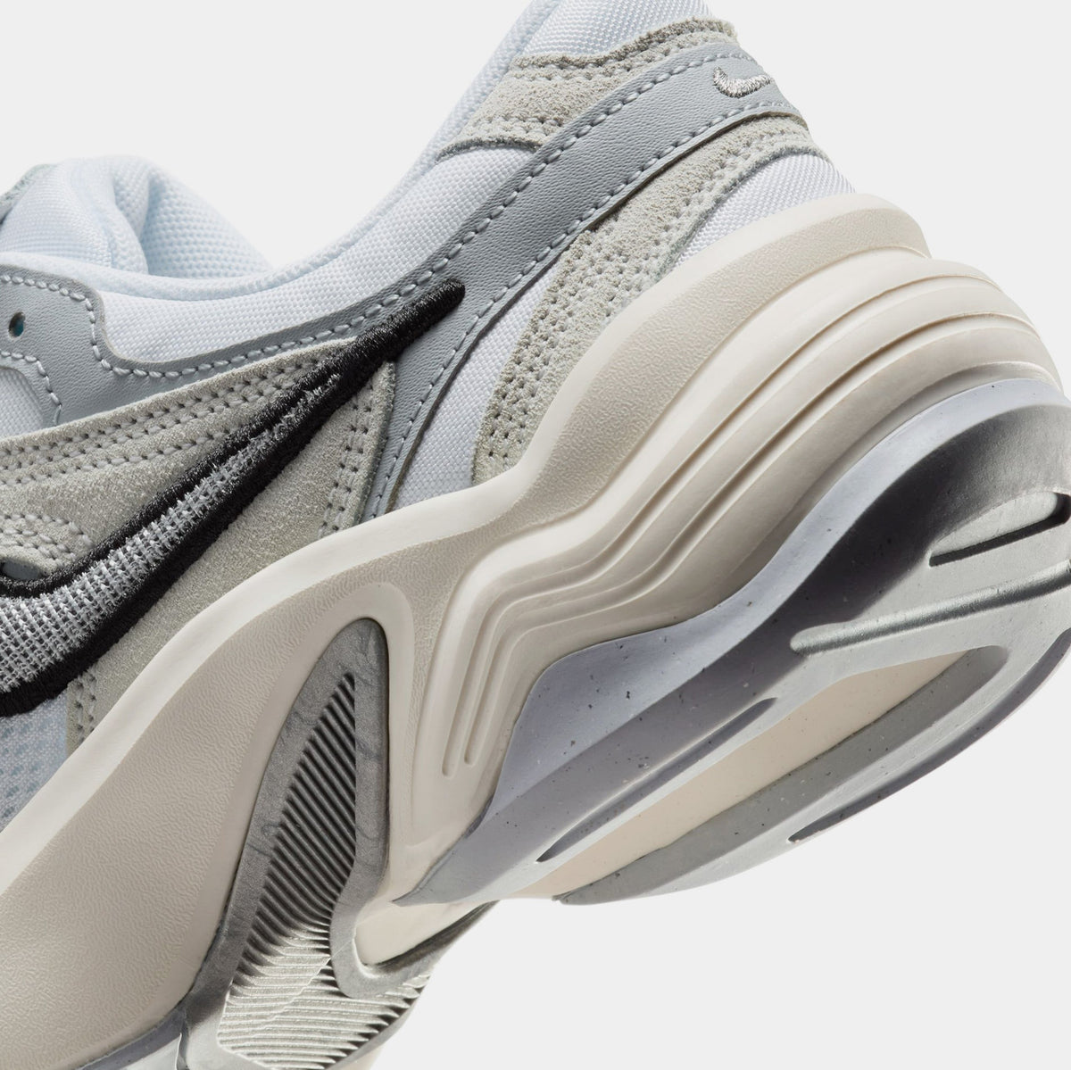 Exclusive AL8 Metallic Silver Womens Running Shoes (Silver/White) — 5 — Back View