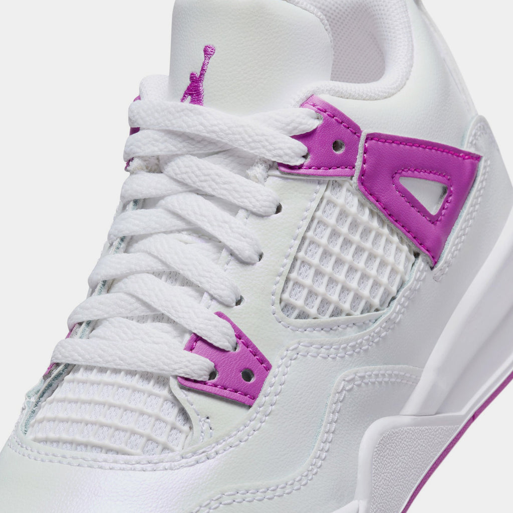 Exclusive Air Jordan 4 Retro Hyper Violet  Preschool Lifestyle Shoes (White/Hyper Violet) — 10.5C — Side View
