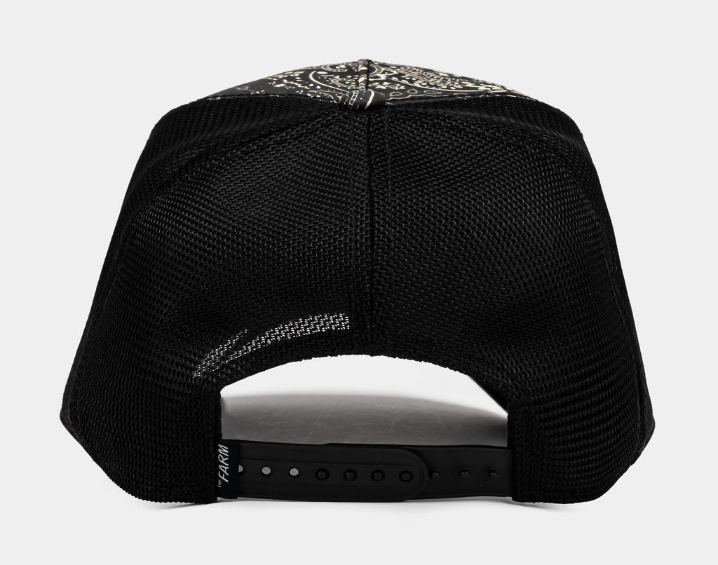 Exclusive Diamonds and Pearls Paisley Trucker Mens Hat (Black/Beige) — OS — Side View