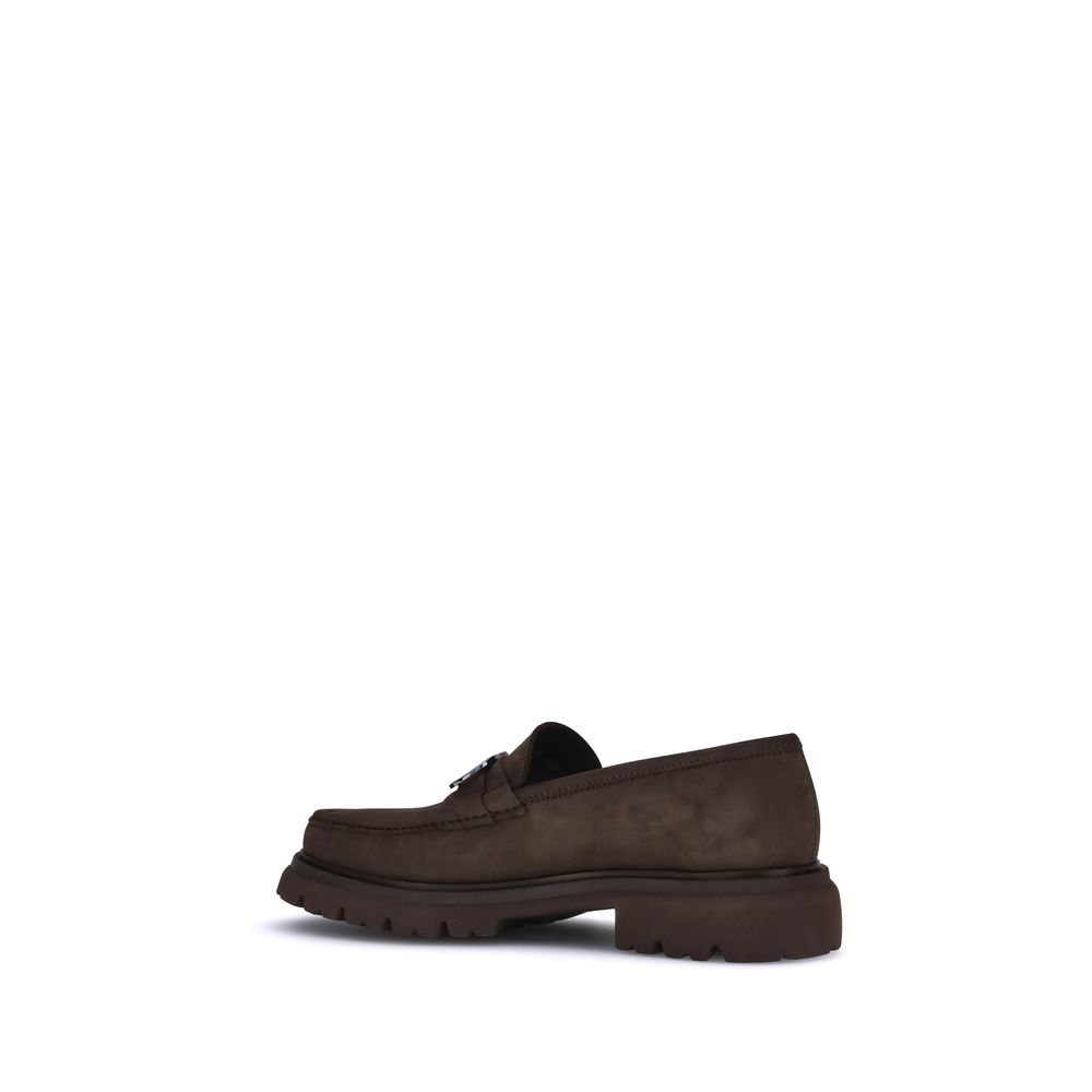 Ferragamo Brown Calf Leather Bos Taurus Slip-On Men's Loafers