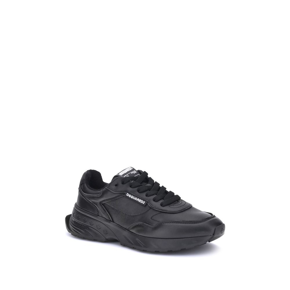 Dsquared² Black Calf Leather Bos Taurus Athletic Men's Sneakers