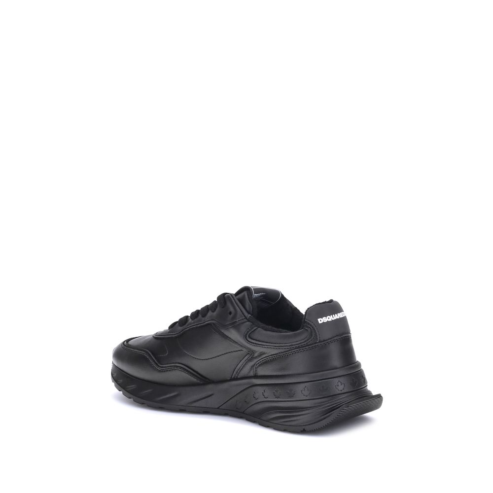 Dsquared² Black Calf Leather Bos Taurus Athletic Men's Sneakers