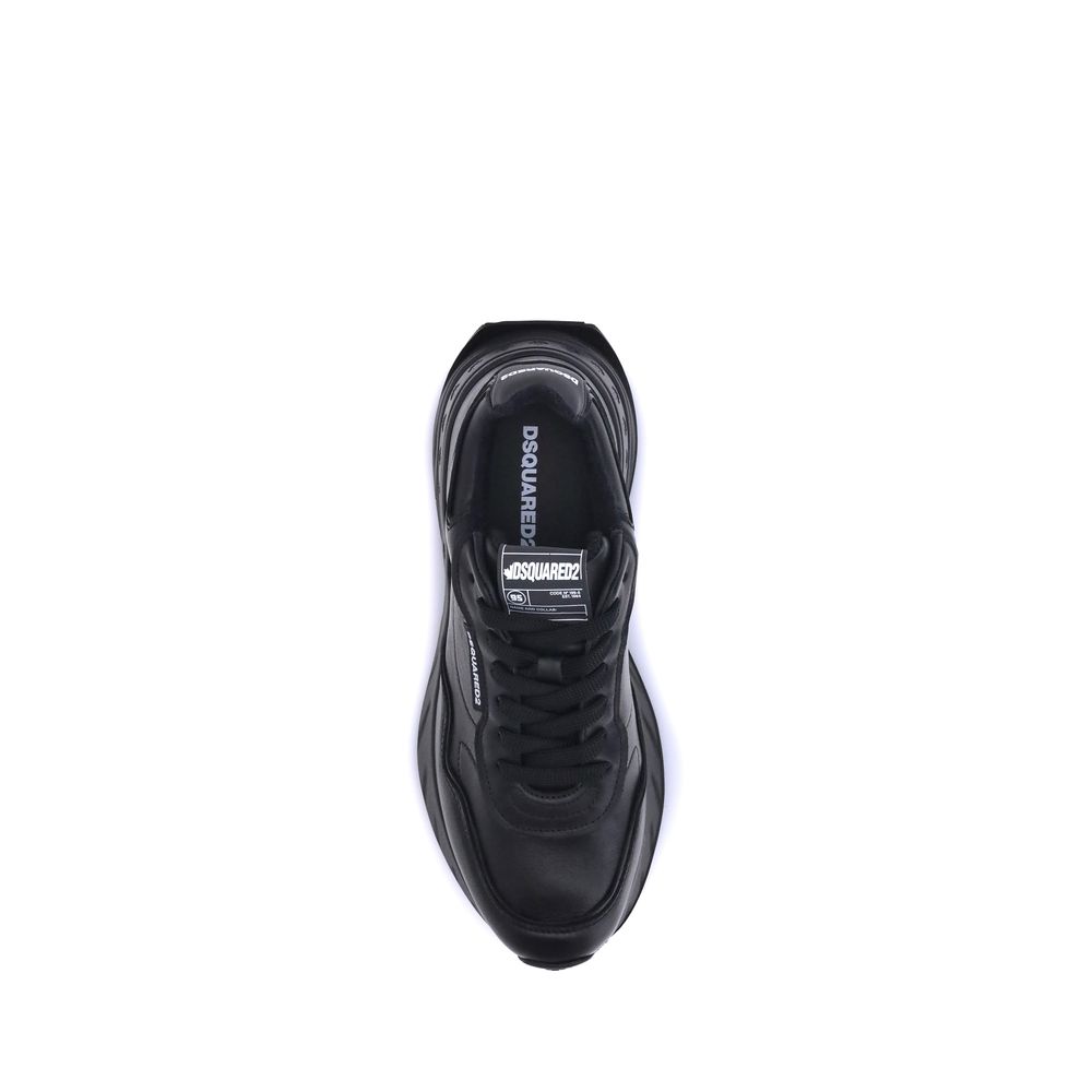 Dsquared² Black Calf Leather Bos Taurus Athletic Men's Sneakers