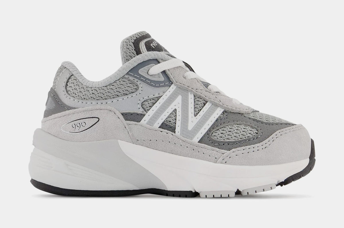 Exclusive 990V6 Infant Toddler Running Shoes (Grey/Silver) — 4C — Front View