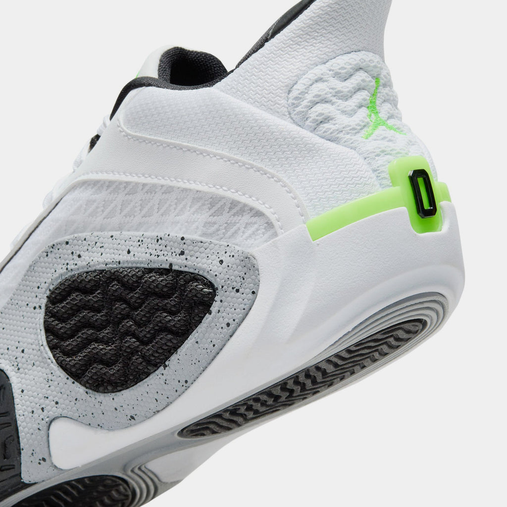 Exclusive Tatum 2 Grade School Basketball Shoes (White/Electric Green/Black/Wolf Grey) — 3.5Y — Back View