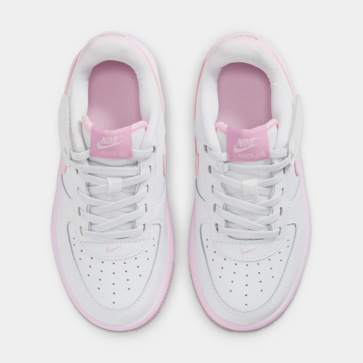 Exclusive Force 1 Low EasyOn Preschool Lifestyle Shoes (White/Pink Foam/Elemental Pink) — 8C — Top View