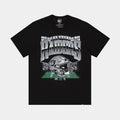 Exclusive Las Vegas Raiders Blindside '47 Franklin Mens Short Sleeve Shirt (Black/White) — S — Front View