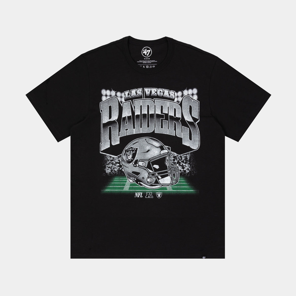 Exclusive Las Vegas Raiders Blindside '47 Franklin Mens Short Sleeve Shirt (Black/White) — S — Front View