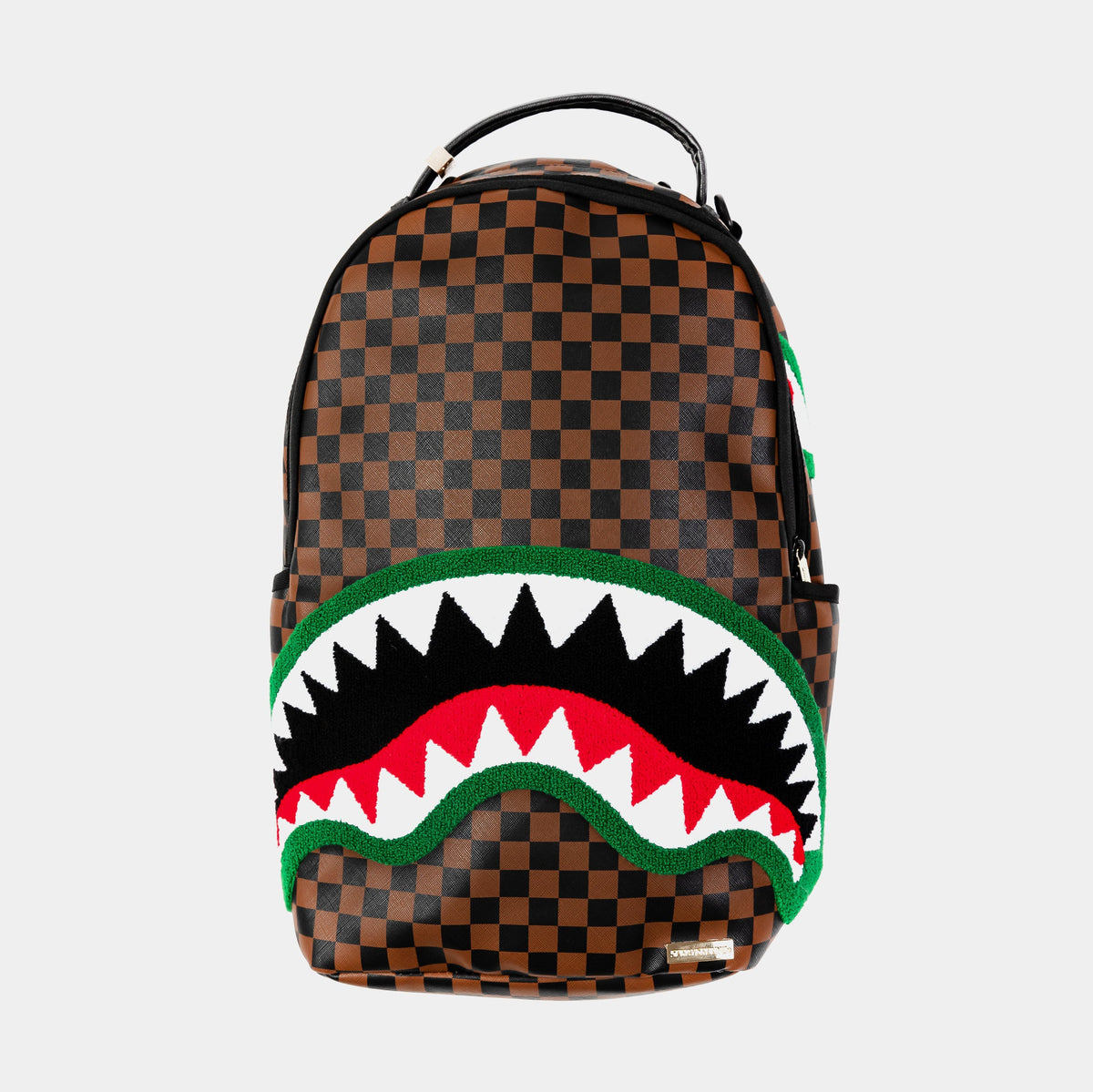 Exclusive Chenille Shark Mens Backpack (Brown/Green) — OS — Front View