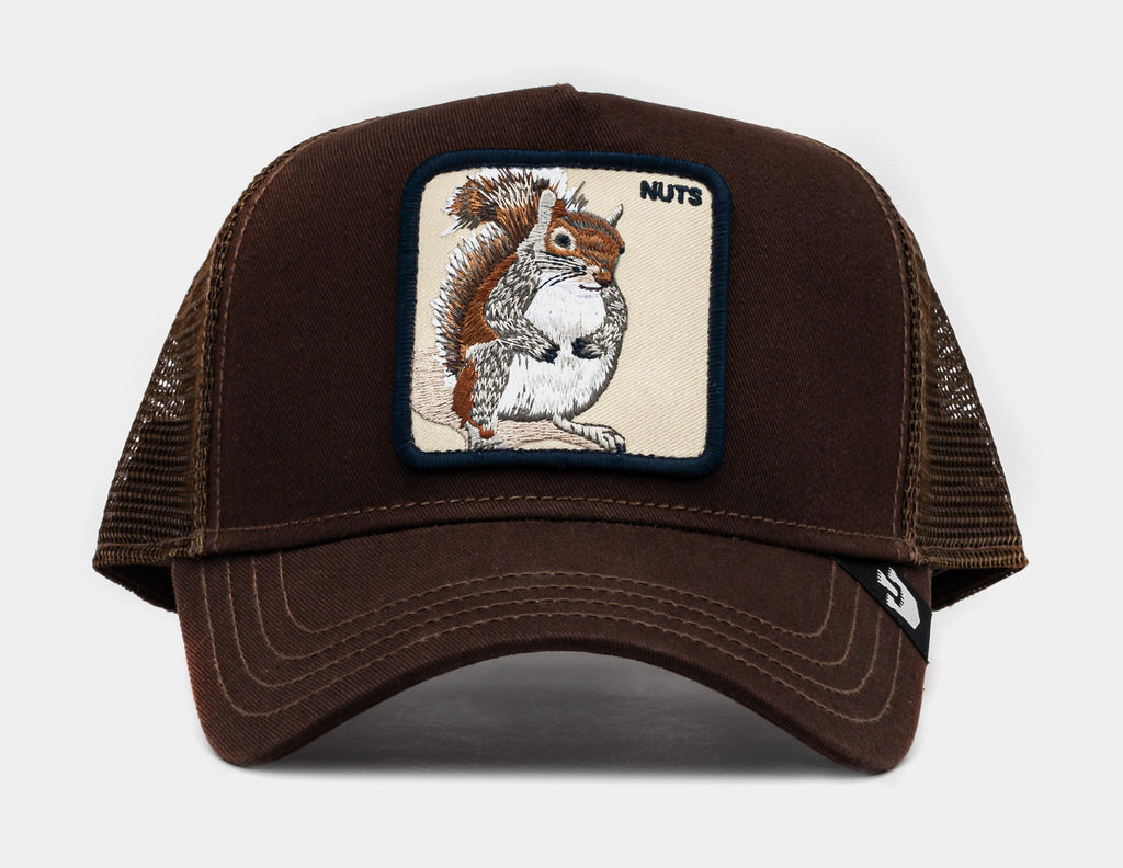 Exclusive Squirrel 14x14 Trucker Mens Hat (Brown/White) — OS — Front View
