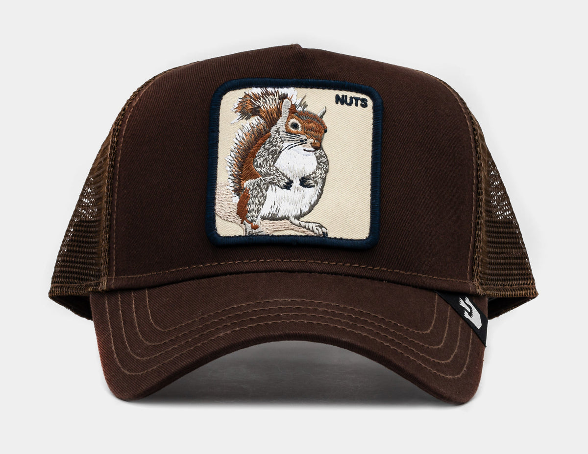Exclusive Squirrel 14x14 Trucker Mens Hat (Brown/White) — OS — Front View