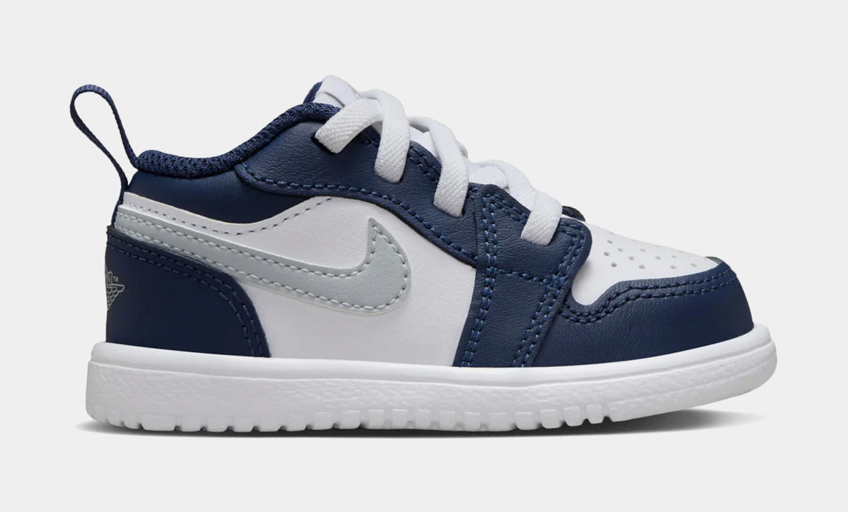 Exclusive Air Jordan 1 Low ALT Infant Toddler Lifestyle Shoes (White/Midnight Navy/Wolf Grey) — 2C — Front View