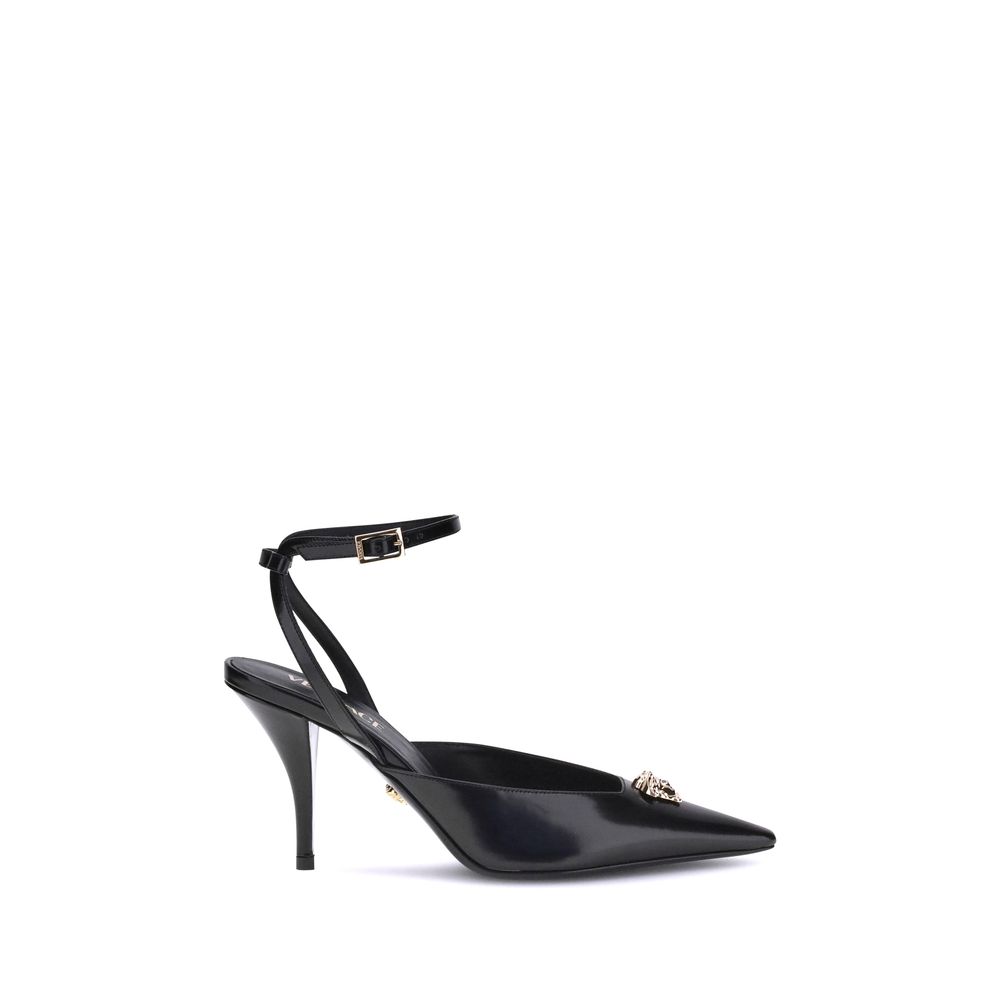 Versace Black Calf Leather Bos Taurus Women's Pumps
