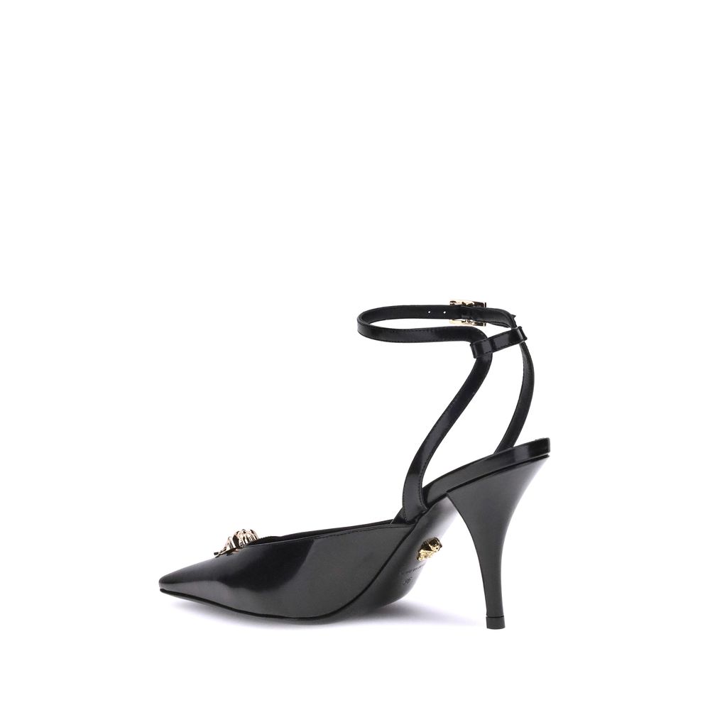 Versace Black Calf Leather Bos Taurus Women's Pumps