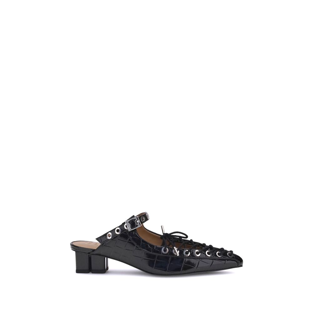 Ganni Black Polyethylene Women's Mules