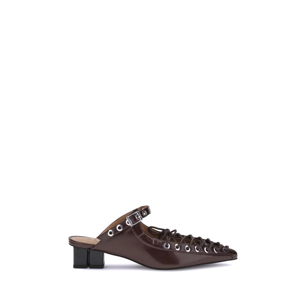 Ganni Brown Polyethylene Women's Mules