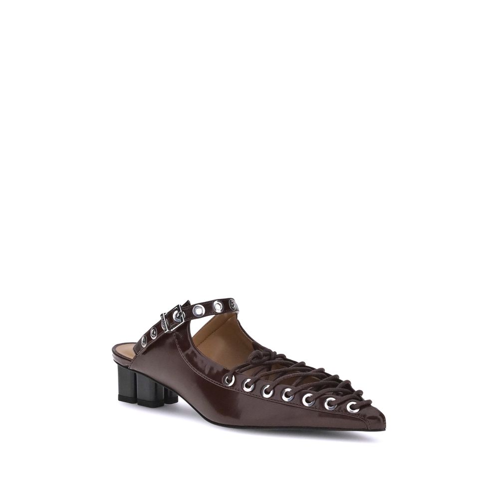 Ganni Brown Polyethylene Women's Mules