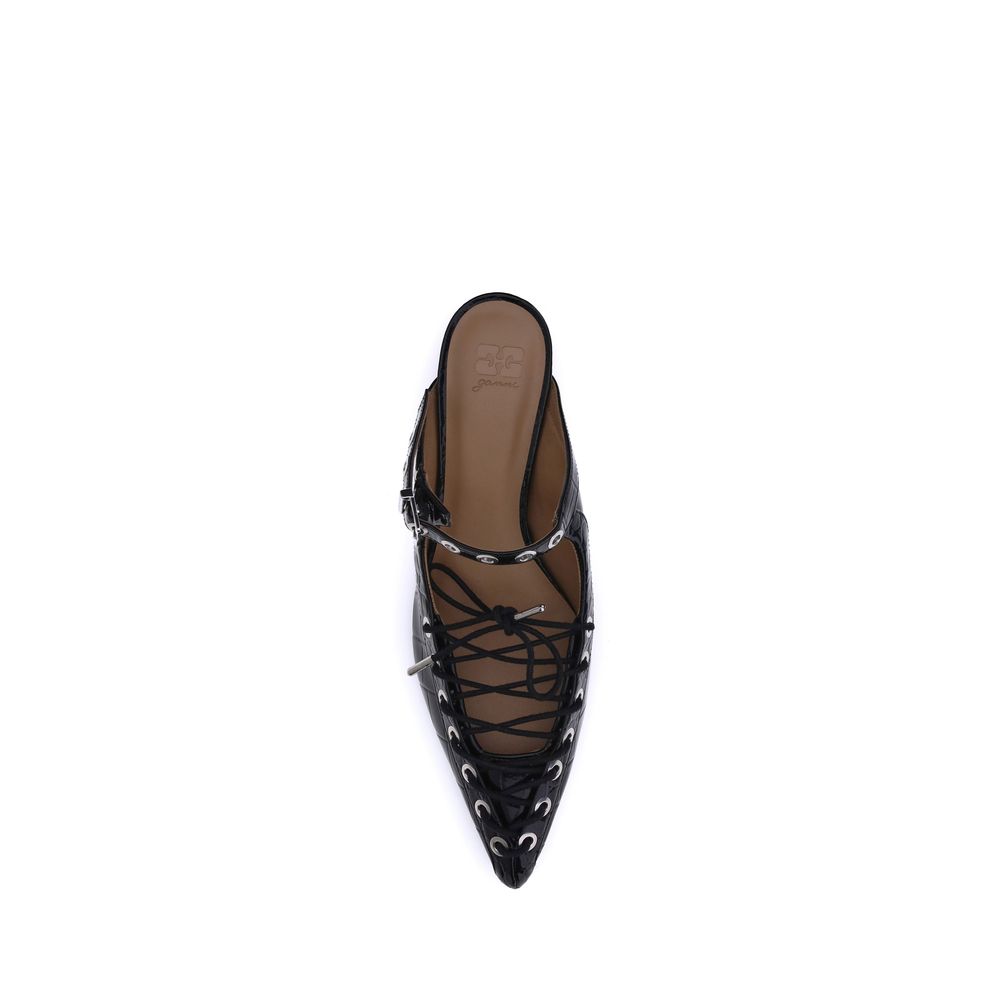 Ganni Black Polyethylene Women's Mules