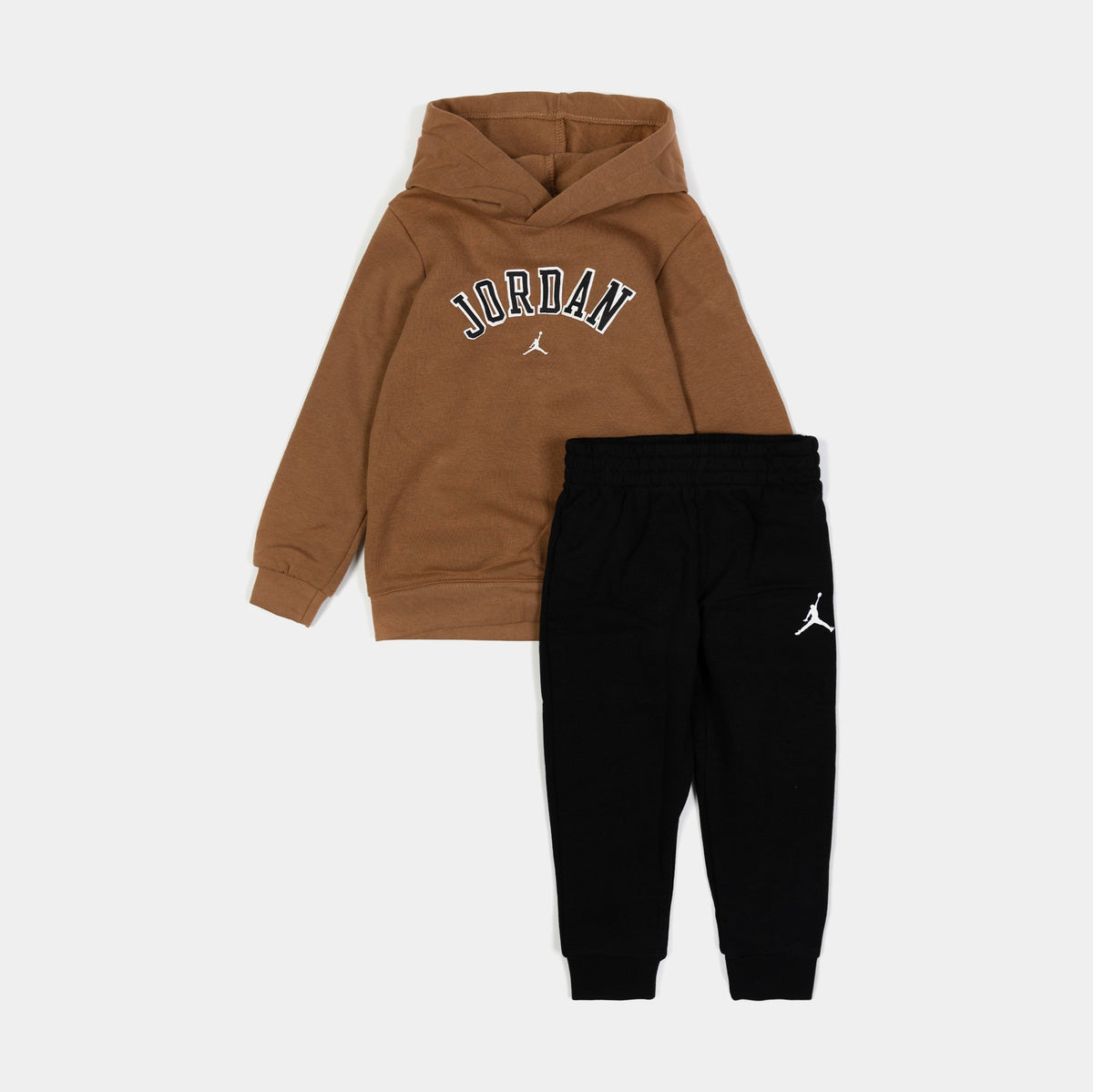 Exclusive Arch Fleece Pullover and Jogger Infant Toddler Set (Brown/Black) — 2T — Front View