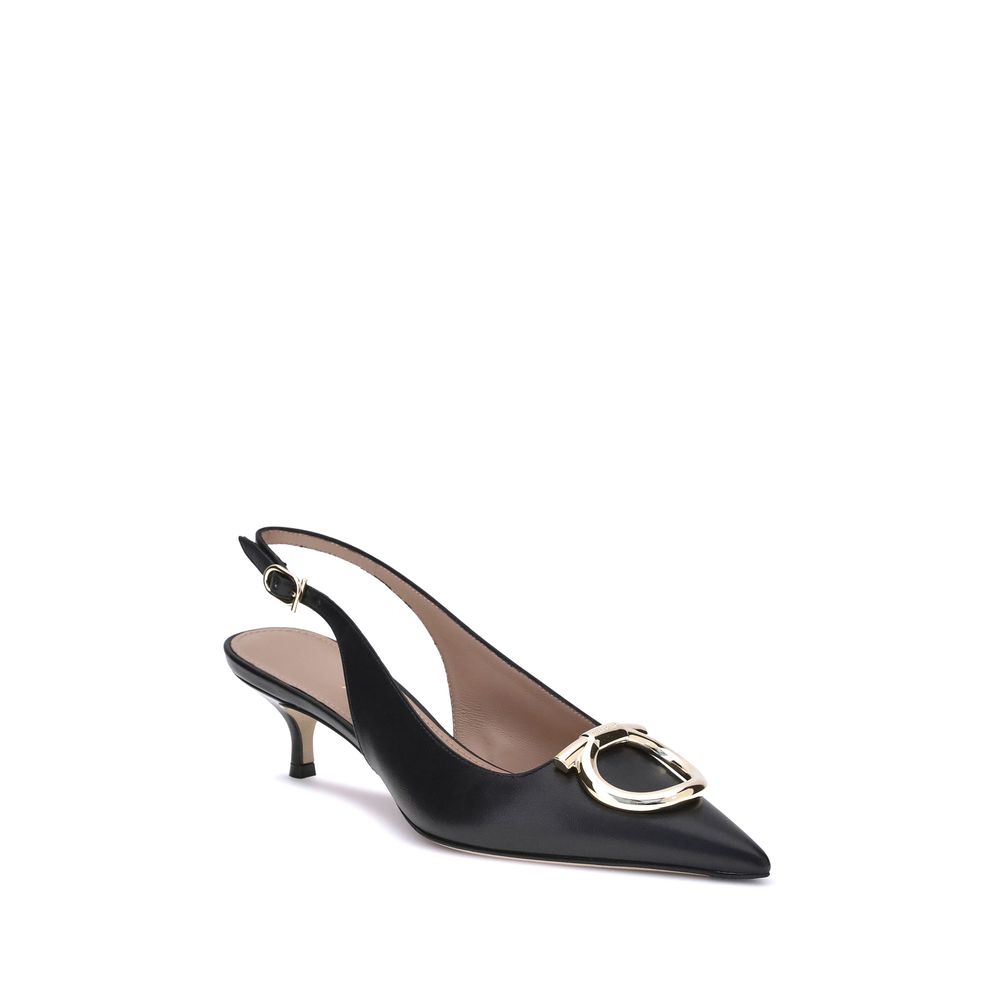 Ferragamo Black Calf Leather Bos Taurus High Heel Women's Pumps