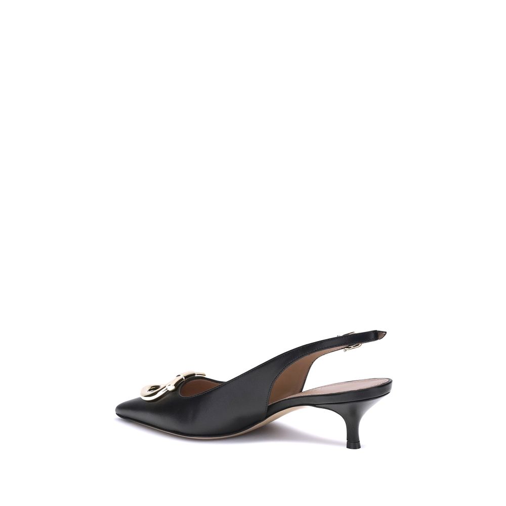 Ferragamo Black Calf Leather Bos Taurus High Heel Women's Pumps