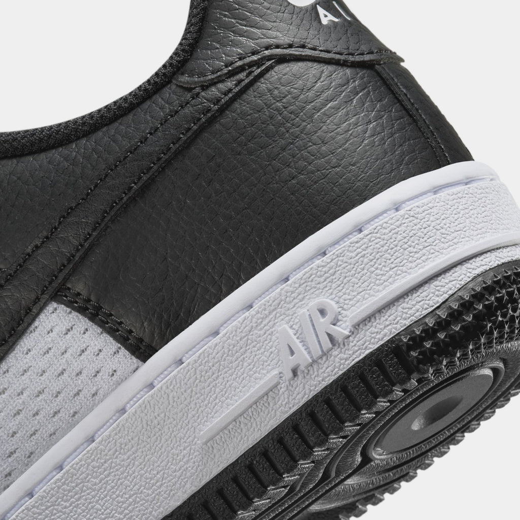 Exclusive Air Force 1 Low Grade School Lifestyle Shoes (Black/White) — 1Y — Back View