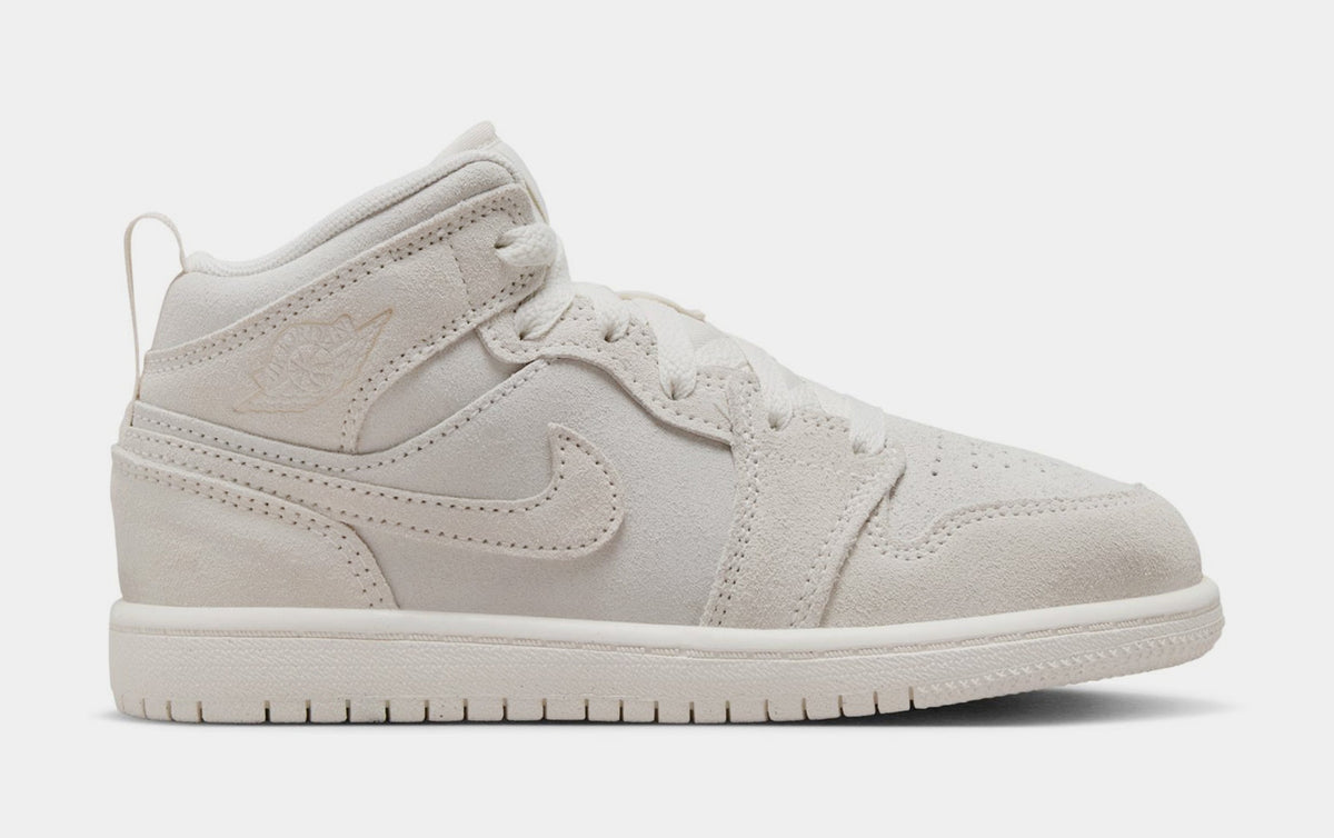 Exclusive Air Jordan 1 Mid SE Craft Preschool Lifestyle Shoes (Pale Ivory/Legend Light Brown/Sail) — 10.5C — Front View