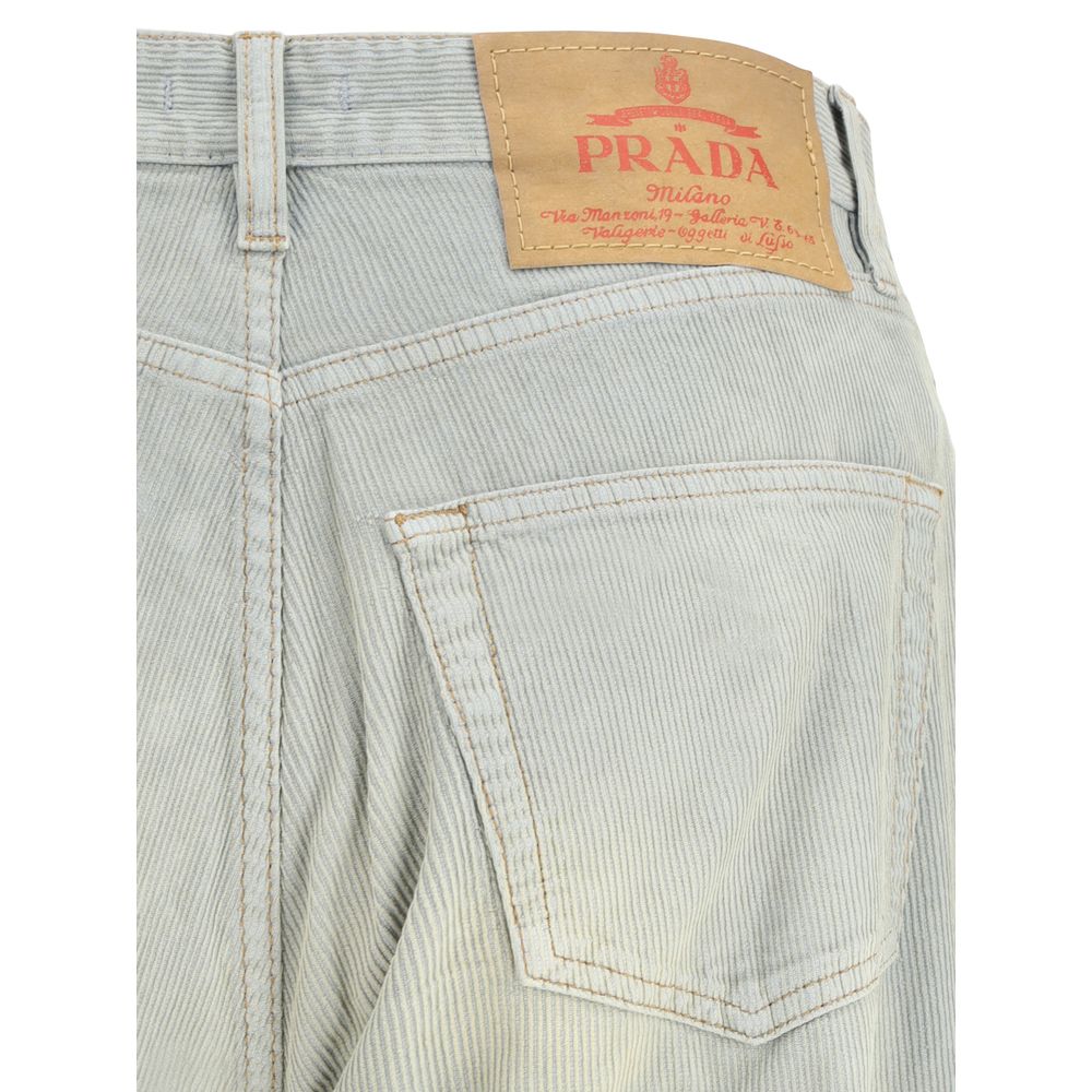 Prada Light Blue Cotton Casual Men's Pants
