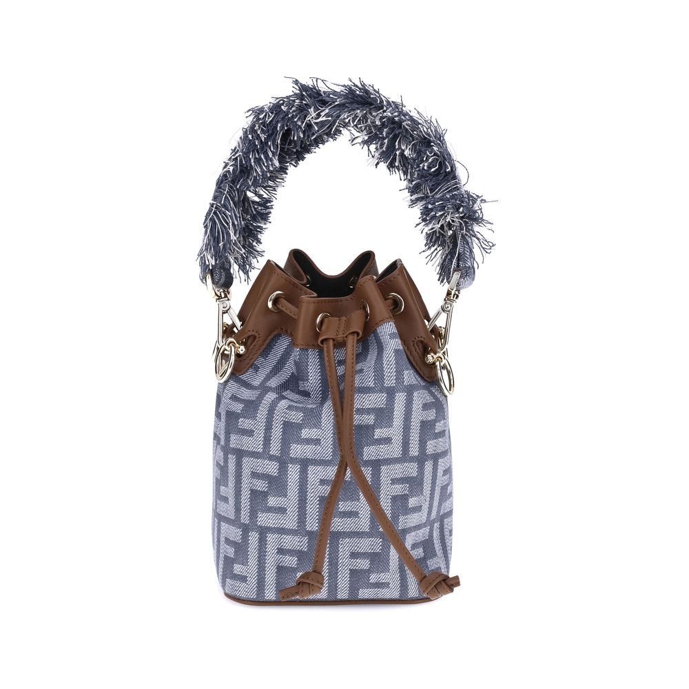Fendi Light Blue Cotton Shoulder Women's Bag