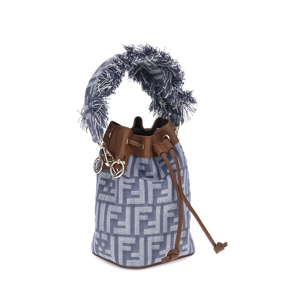 Fendi Light Blue Cotton Shoulder Women's Bag