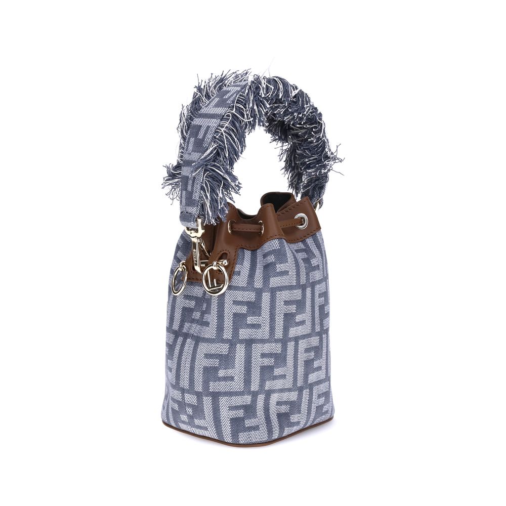 Fendi Light Blue Cotton Shoulder Women's Bag