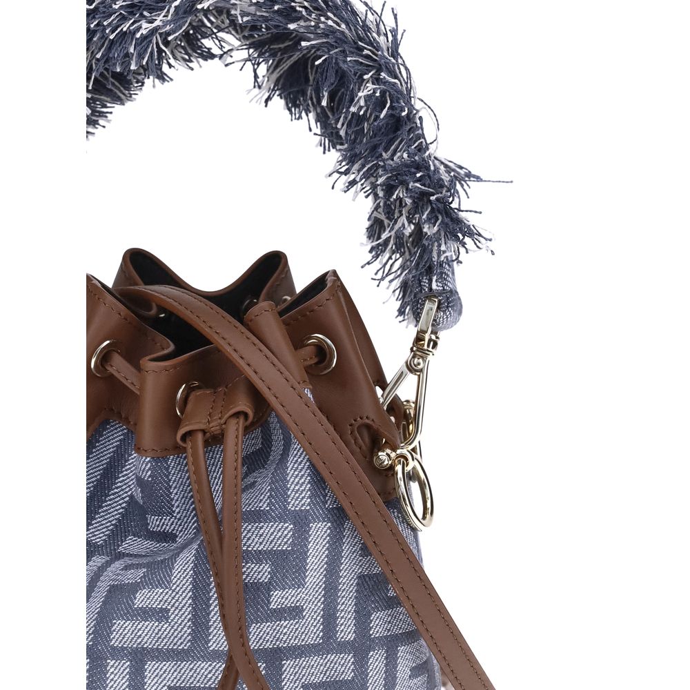 Fendi Light Blue Cotton Shoulder Women's Bag