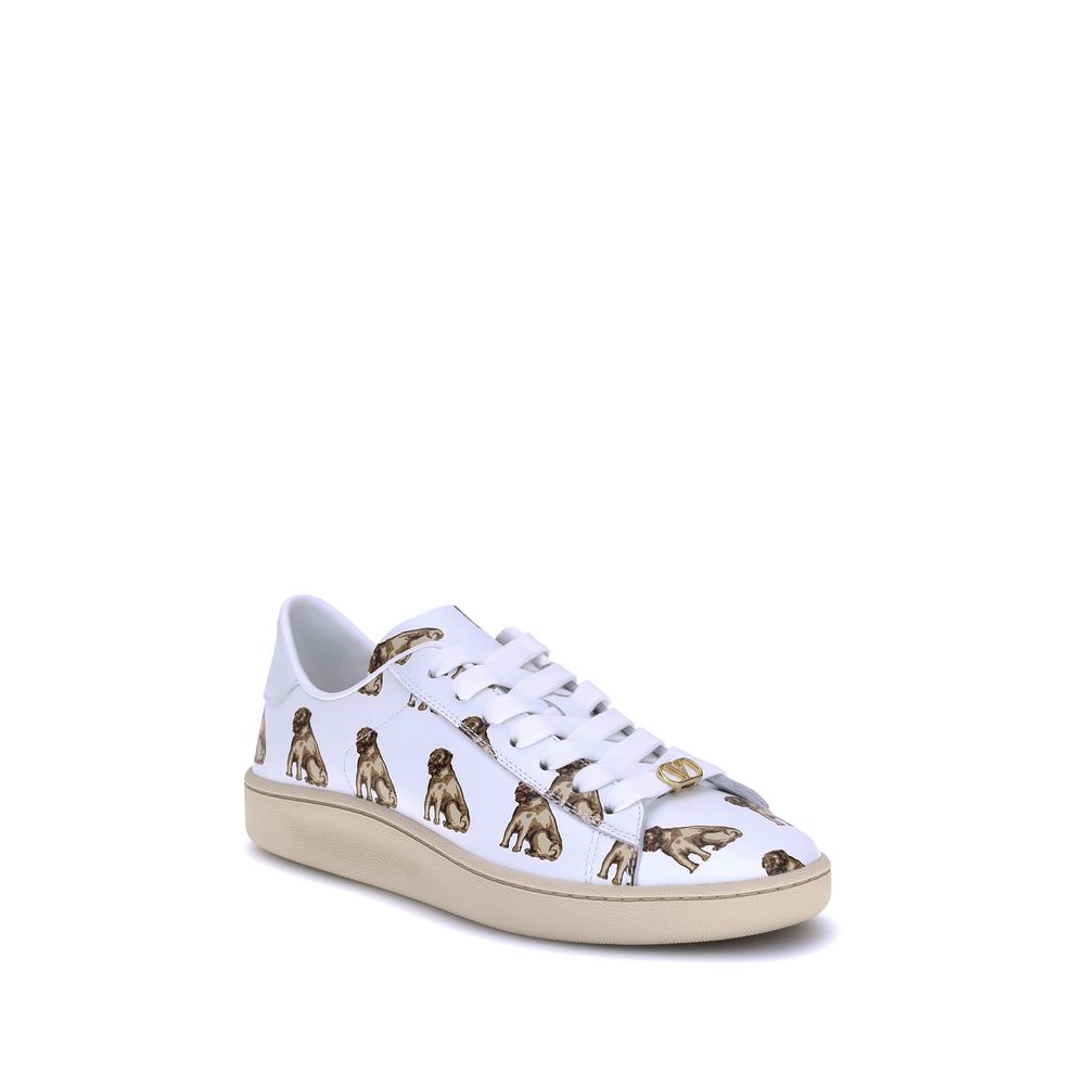 Valentino Garavani White Calf Leather Bos Taurus Low Top Women's Sneakers