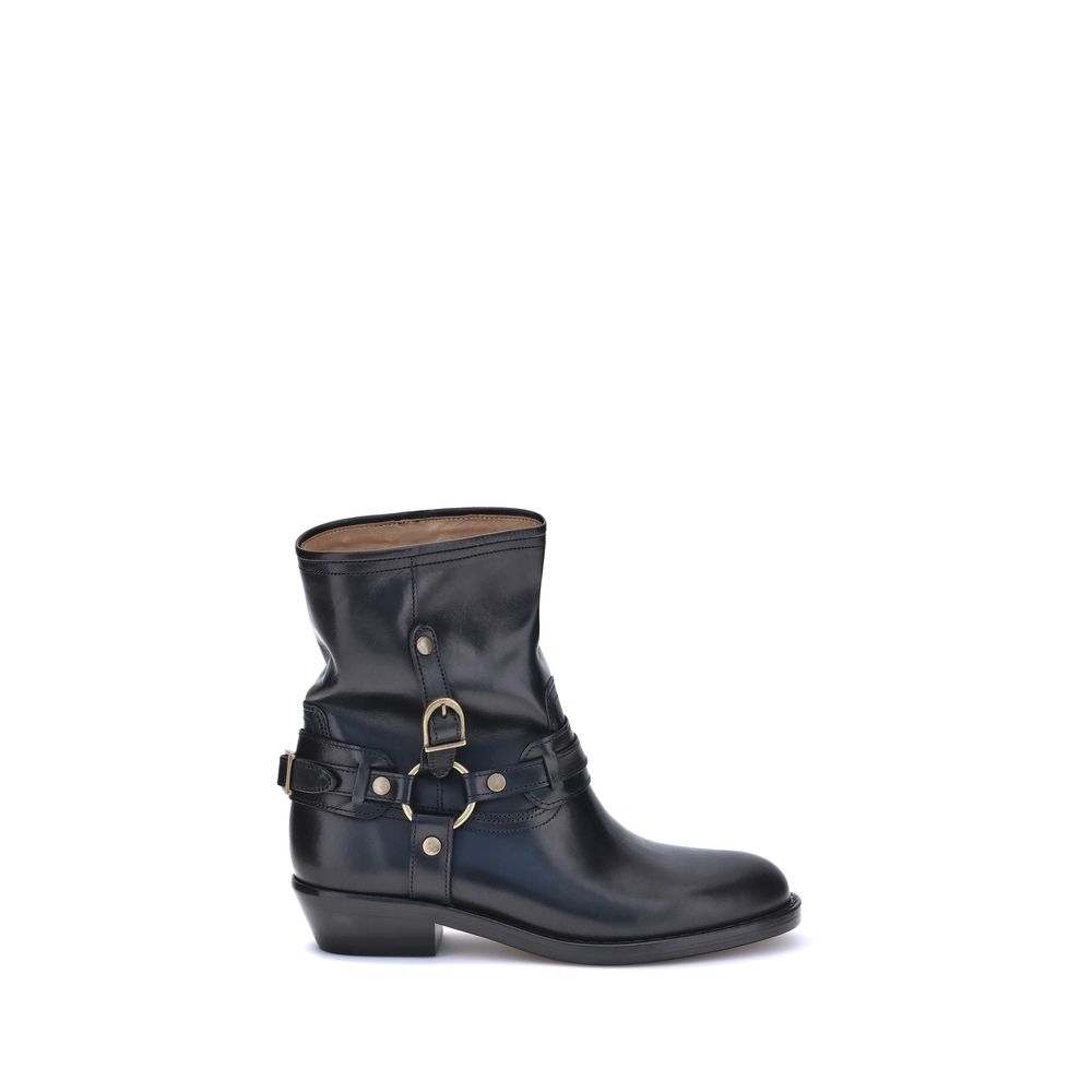 Isabel Marant Black Calf Leather Bos Taurus Ankle Women's Boots