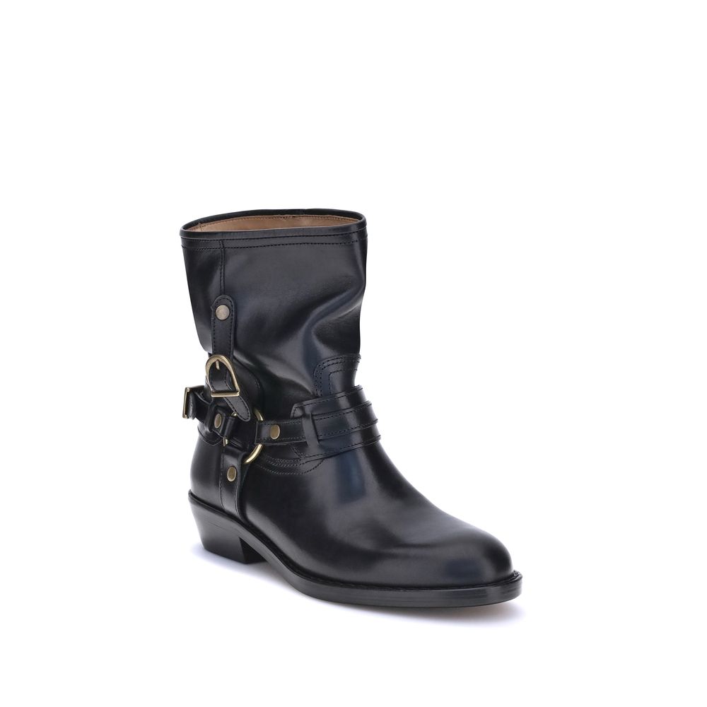 Isabel Marant Black Calf Leather Bos Taurus Ankle Women's Boots