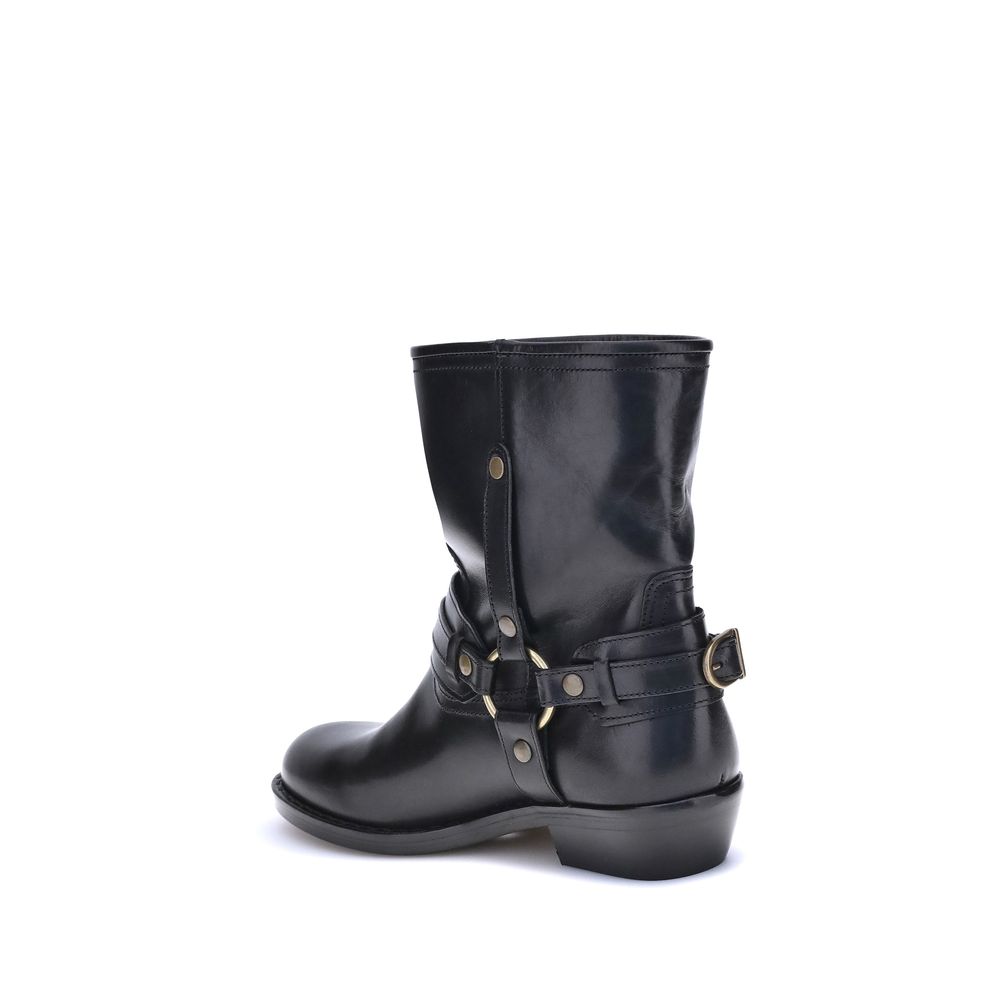 Isabel Marant Black Calf Leather Bos Taurus Ankle Women's Boots