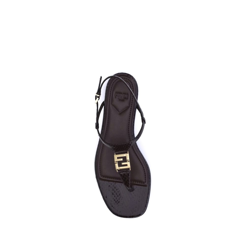 Fendi Multicolor Calf Leather Bos Taurus Flat Women's Sandals