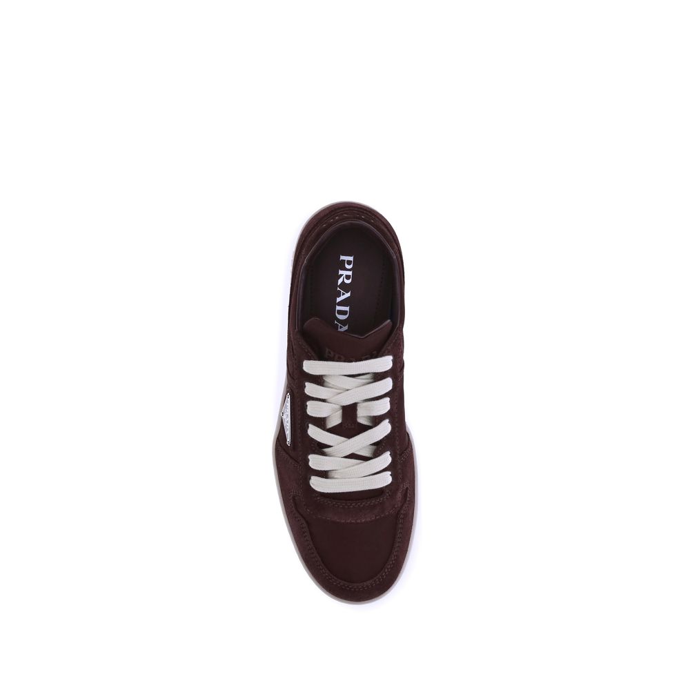 Prada Bordeaux Calf Leather Bos Taurus Low Top Men's Sneakers