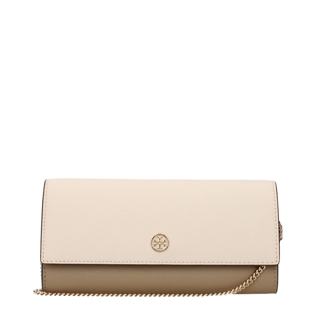 Tory Burch Beige Leather Clutch Women's Bag