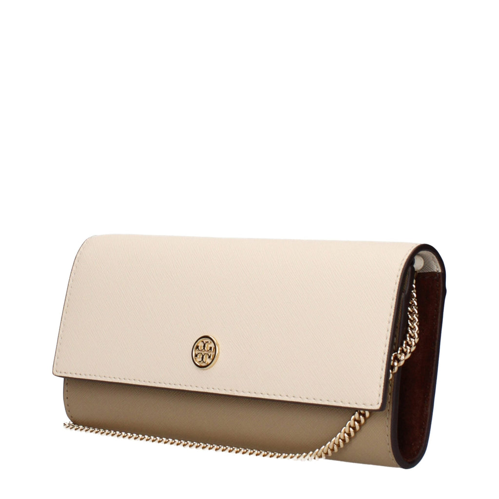 Tory Burch Beige Leather Clutch Women's Bag