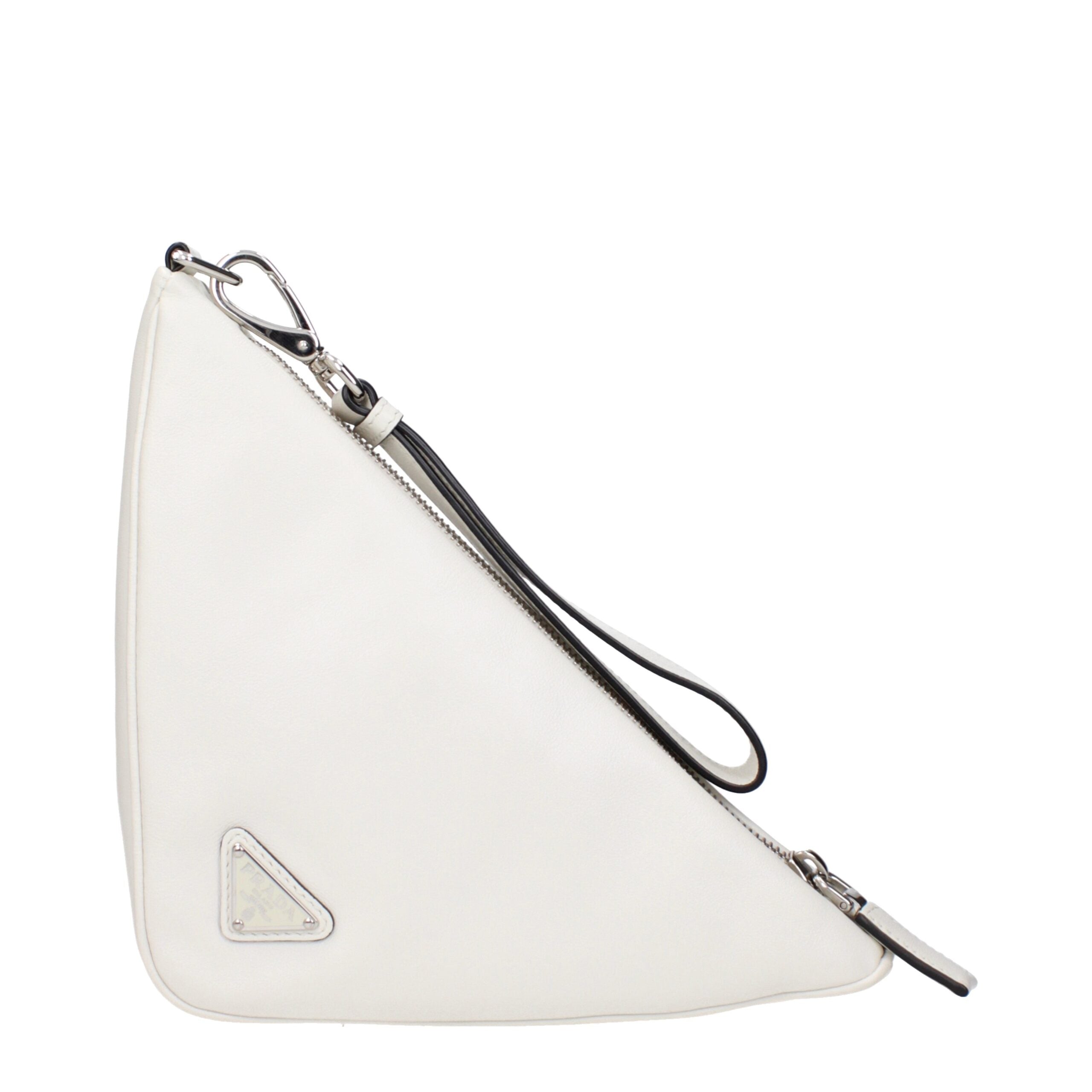 Prada White Leather Clutch Women's Bag