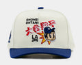 Exclusive Shoe Palace Exclusive Los Angeles Dodgers Shohei Ohtani Chrome 950AF Snapback Mens Hat (Beige/Blue) — OS — Front View