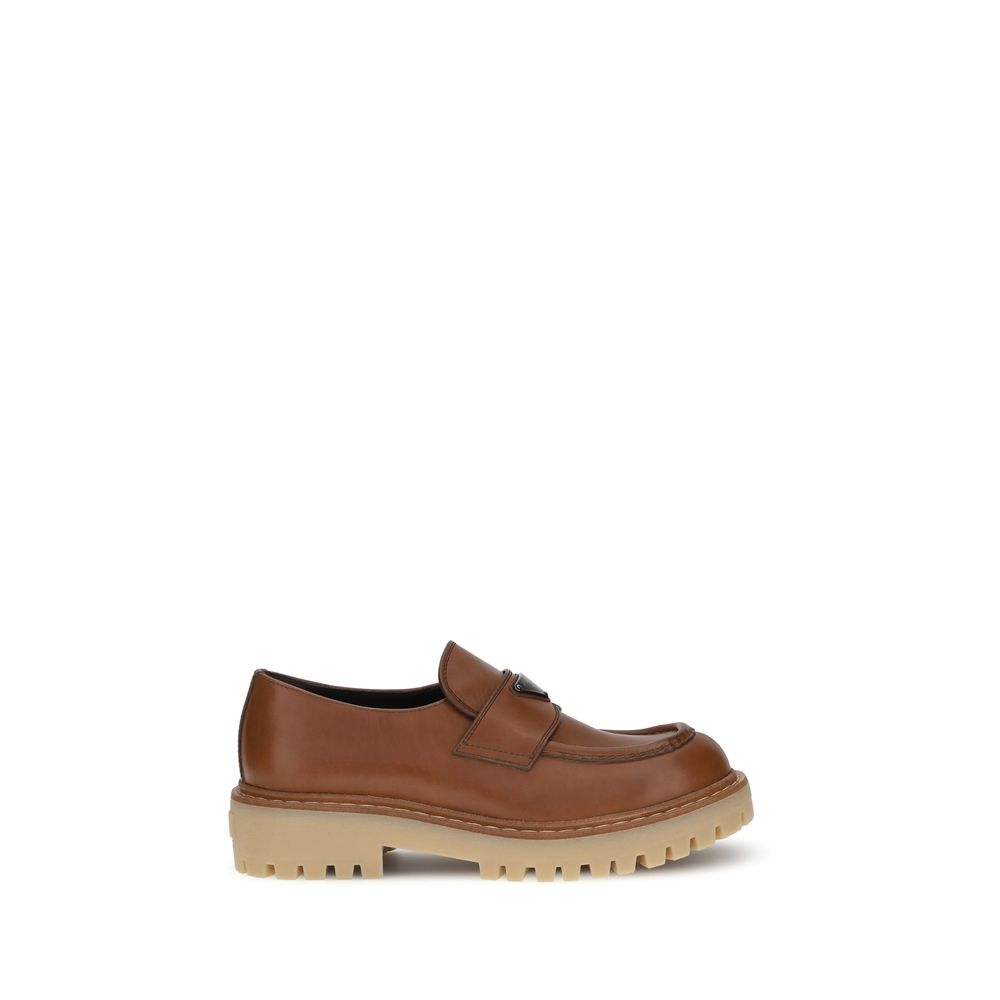 Prada Brown Calf Leather Bos Taurus Slip-On Men's Loafers