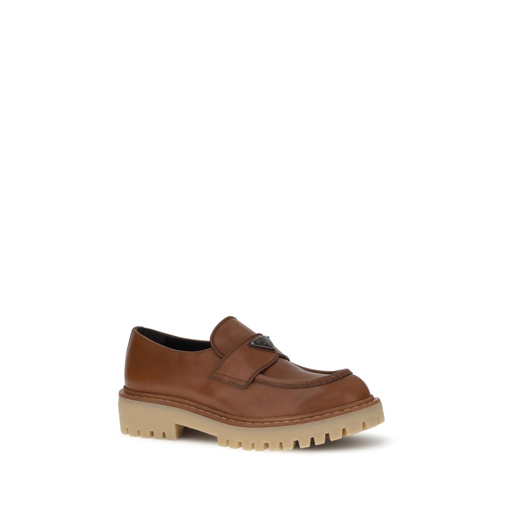 Prada Brown Calf Leather Bos Taurus Slip-On Men's Loafers