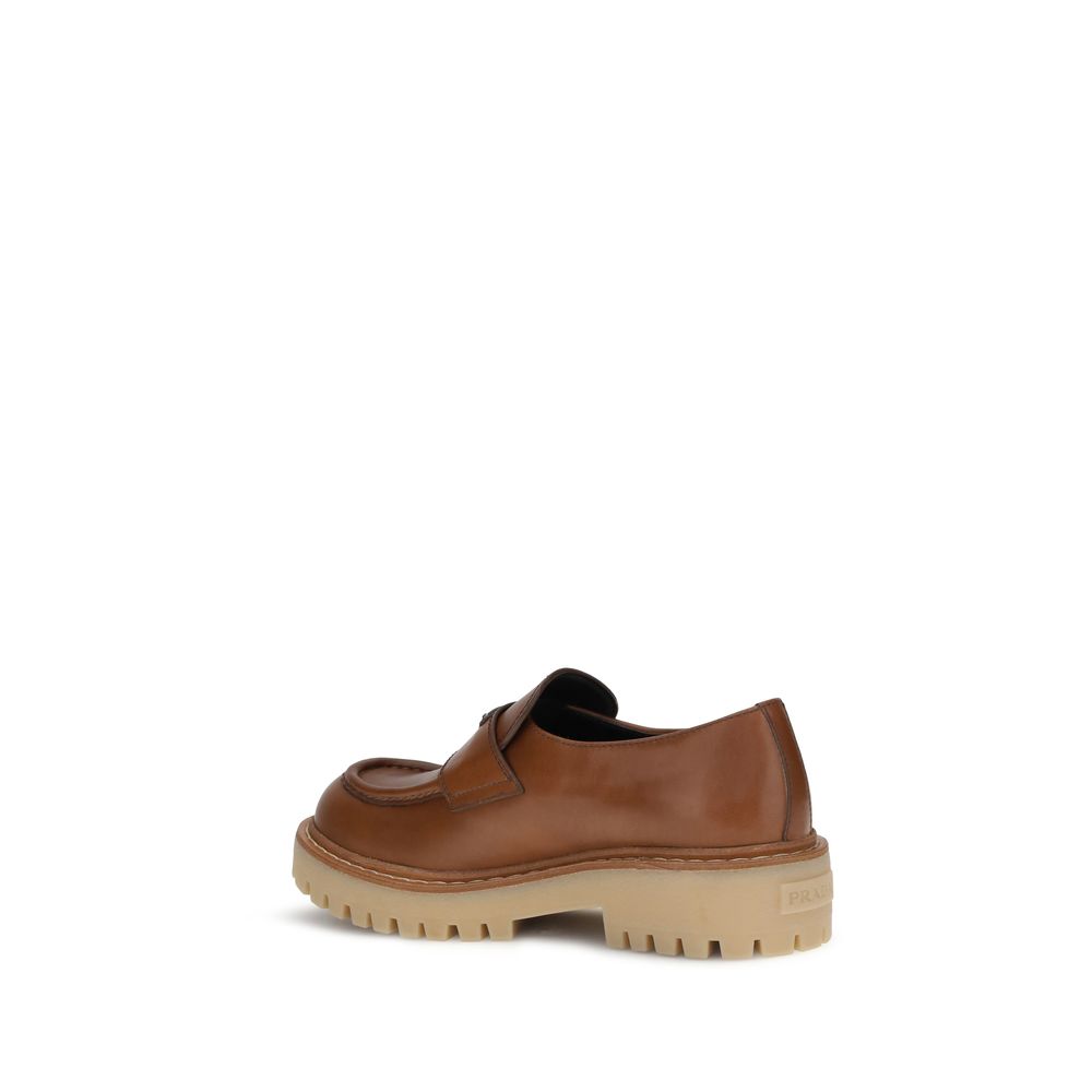 Prada Brown Calf Leather Bos Taurus Slip-On Men's Loafers