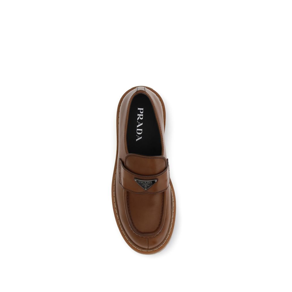 Prada Brown Calf Leather Bos Taurus Slip-On Men's Loafers