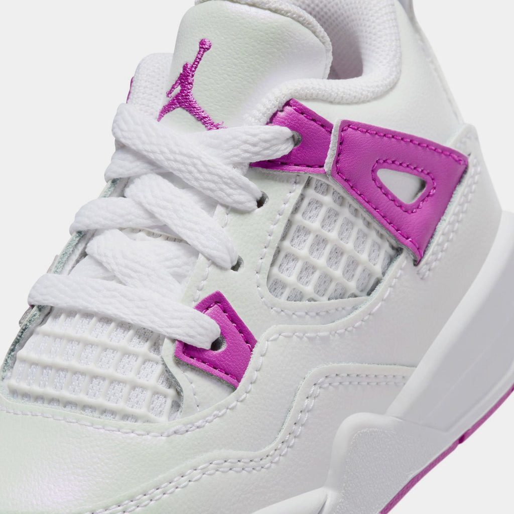 Exclusive Air Jordan 4 Retro Hyper Violet Infant Toddler Lifestyle Shoes (White/Hyper Violet) — 2C — Side View